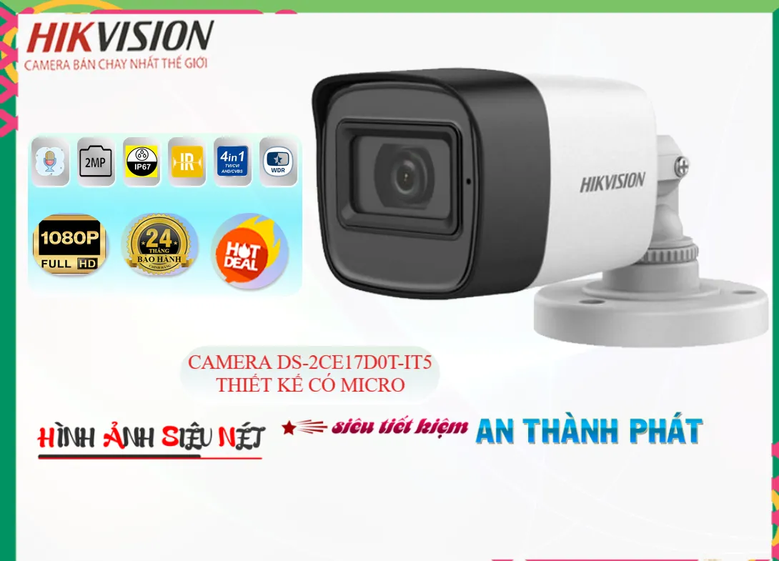 DS-2CE17D0T-IT5 Camera Hikvision Có Micro,Giá HD Anlog DS-2CE17D0T-IT5,phân phối DS-2CE17D0T-IT5,DS-2CE17D0T-IT5 Bán